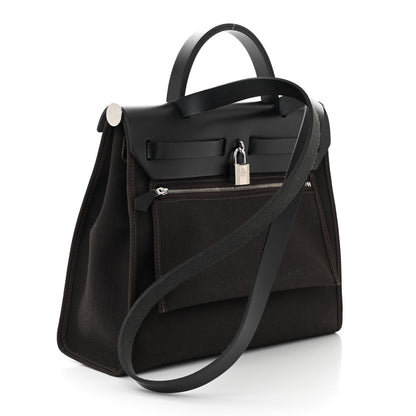 Hermes Military Toile Vache Hunter Herbag Zip 31 PM Ebene Black 4 of 11