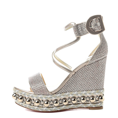 Christian Louboutin Lurex Chocazeppa 120 Platform Wedge Sandals 36 Lupin 1 of 9