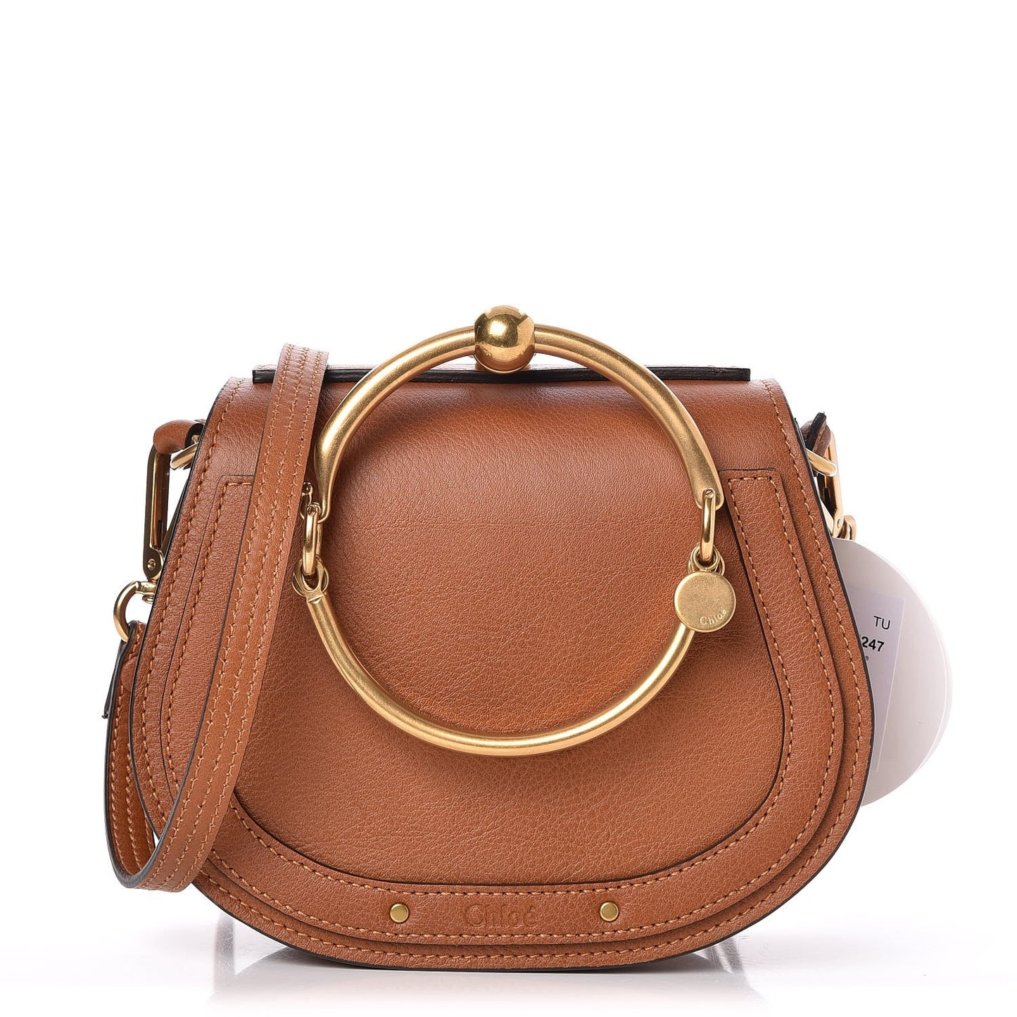 Calfskin Suede Small Nile Bracelet Bag Caramel