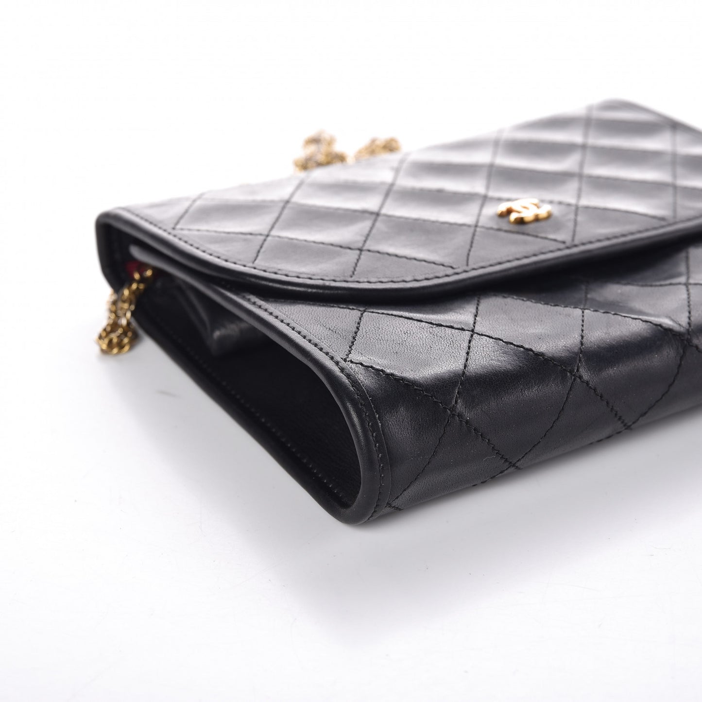 Lambskin Stitched Mini Evening Flap Black