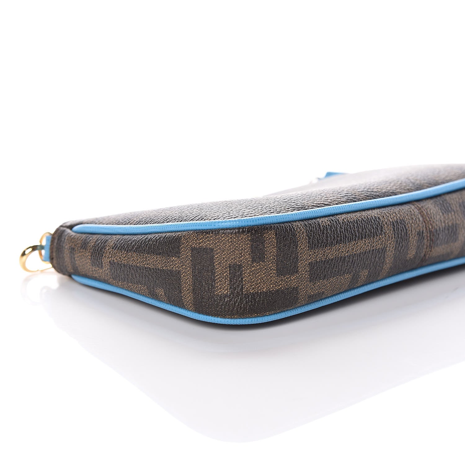 Fendi Zucca Spalmati Vitello Elite Pochette Tobacco Turchese 8 of 10