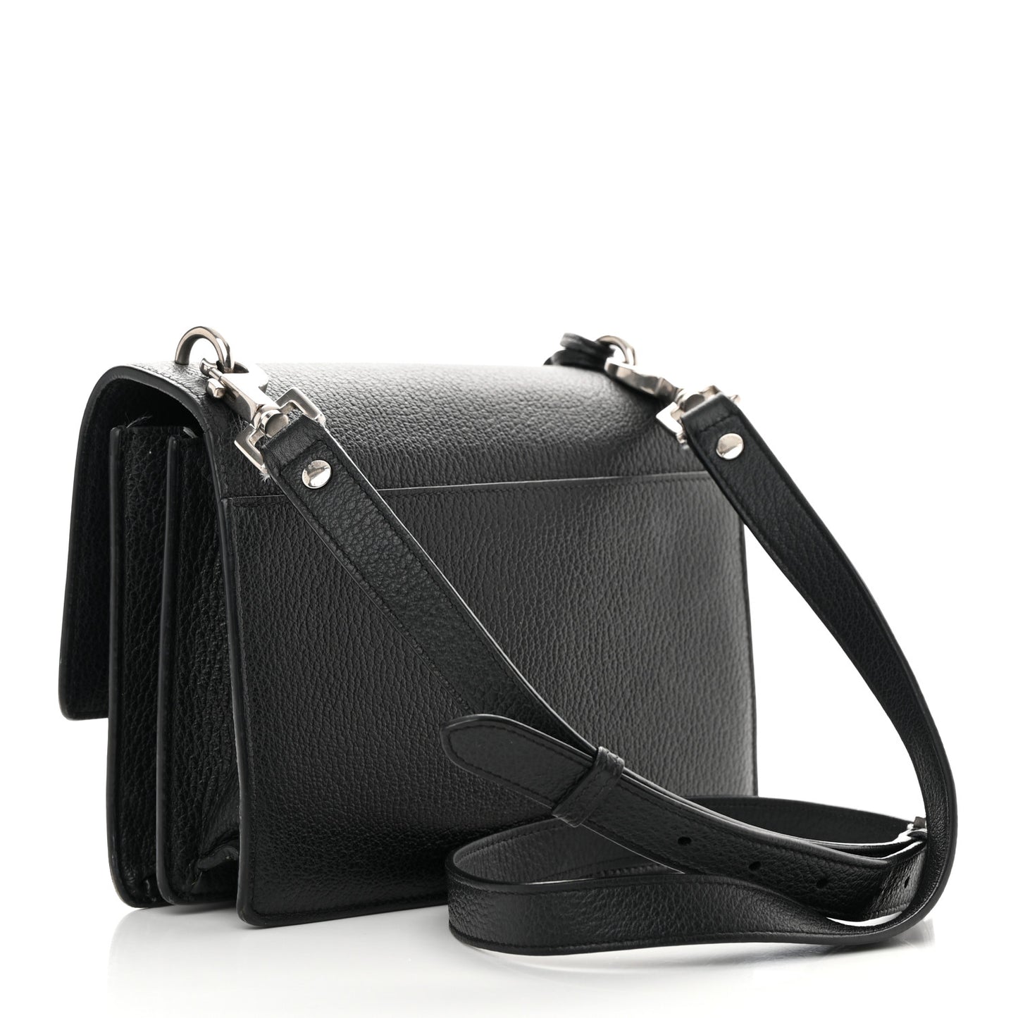 Grained Calfskin Medium Monogram Sunset Satchel Black