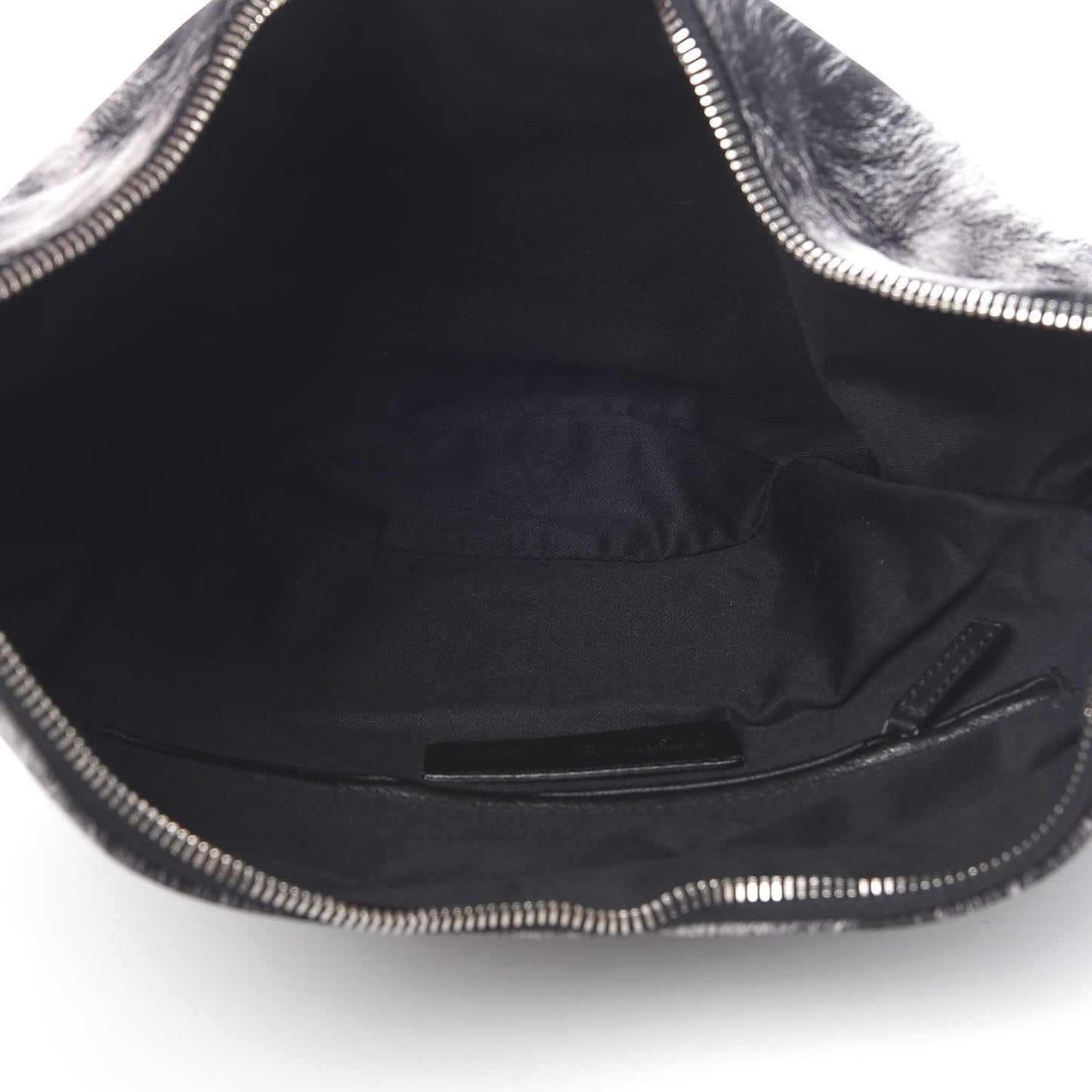 Silk Fur Print De Manta Clutch Black Grey