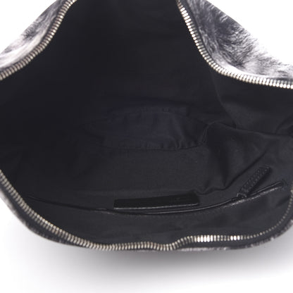 Alexander McQueen Silk Fur Print De Manta Clutch Black Grey 5 of 11