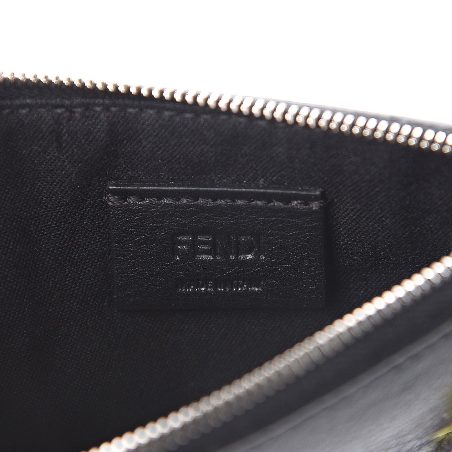 Vitello Dolce Mink Fur Hypnoteyes Zip Card Holder Black Yellow