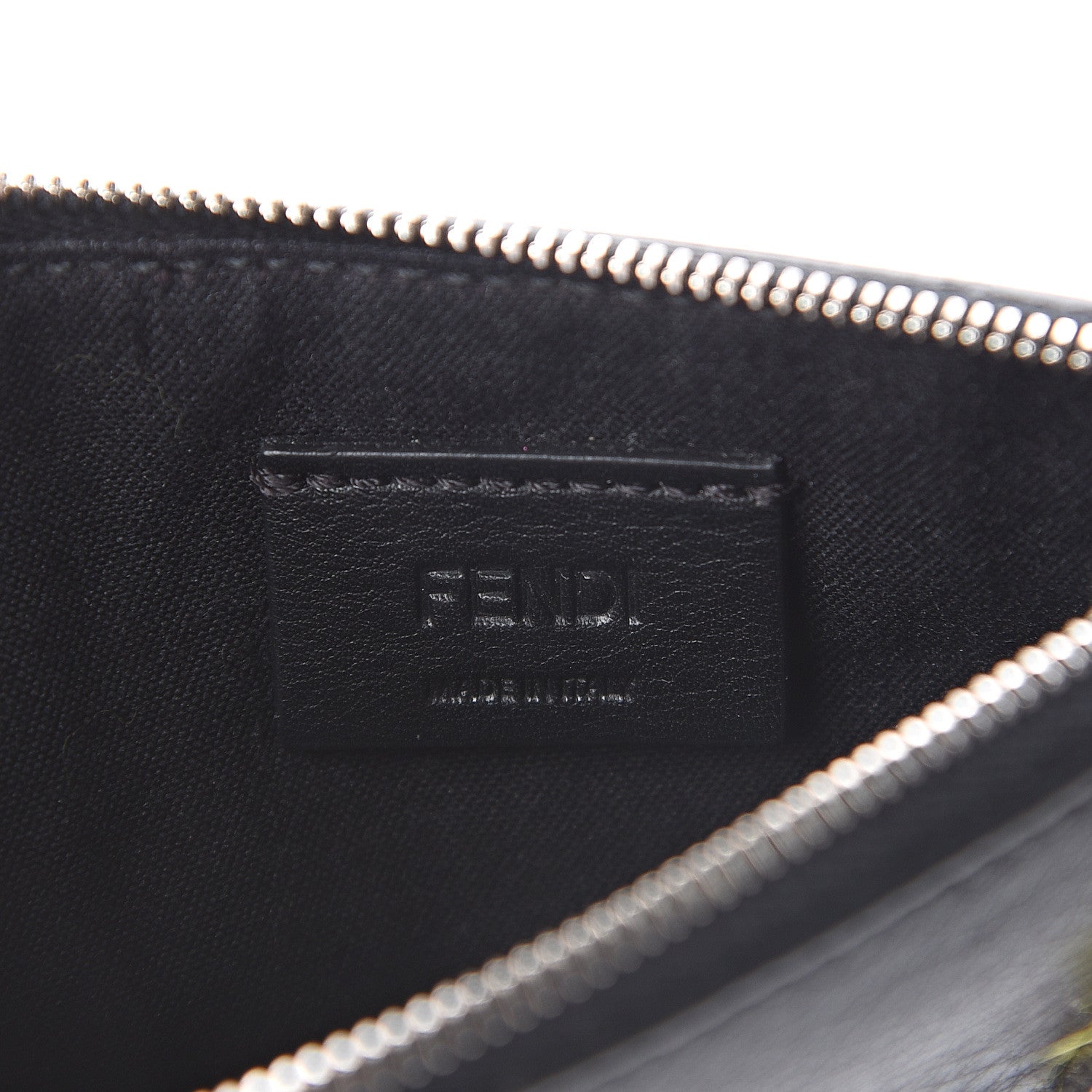 Fendi Vitello Dolce Mink Fur Hypnoteyes Zip Card Holder Black Yellow 5 of 6