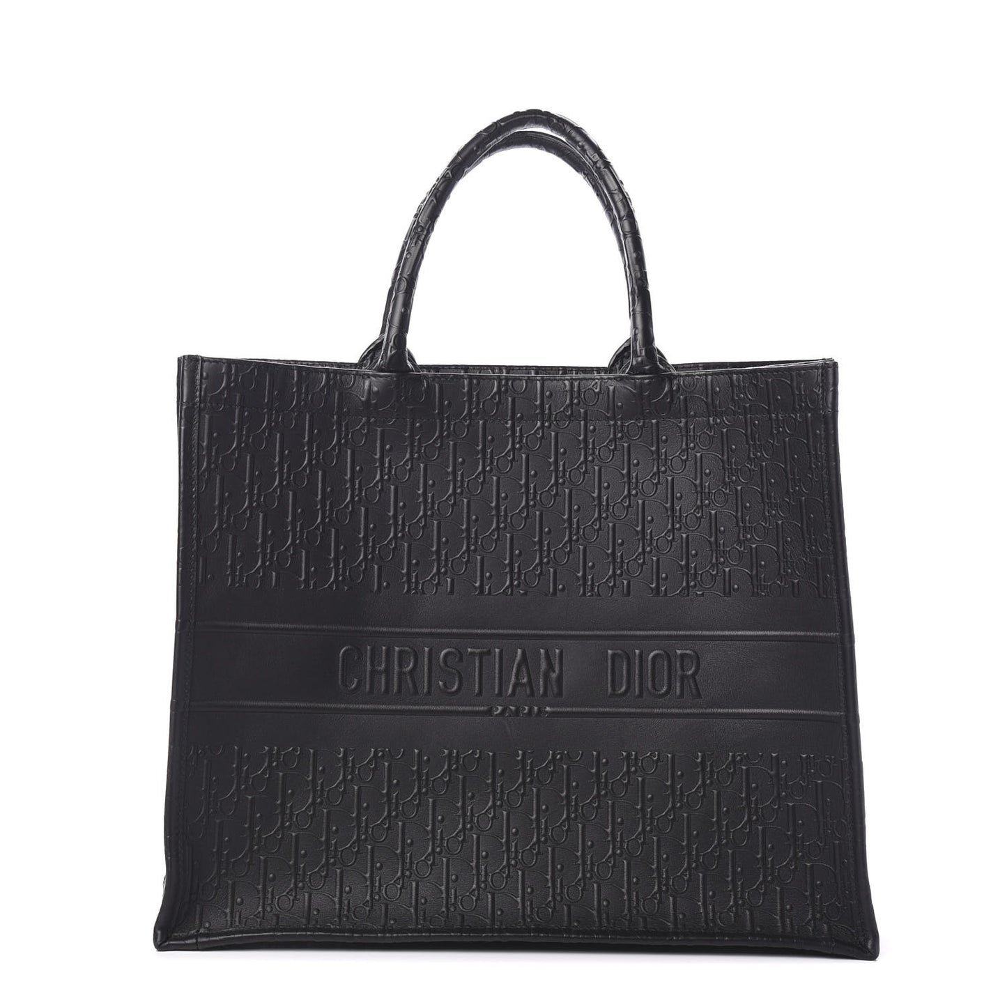 Oblique Calfskin Embossed Book Tote Black