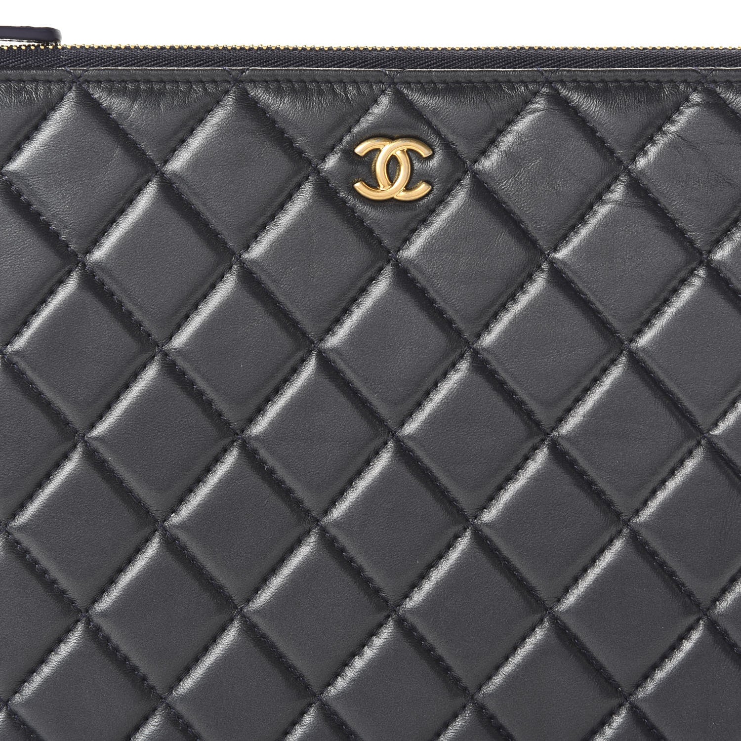 Chanel Lambskin Quilted Pearl Crush Medium Cosmetic Case Dark Blue 8 of 12