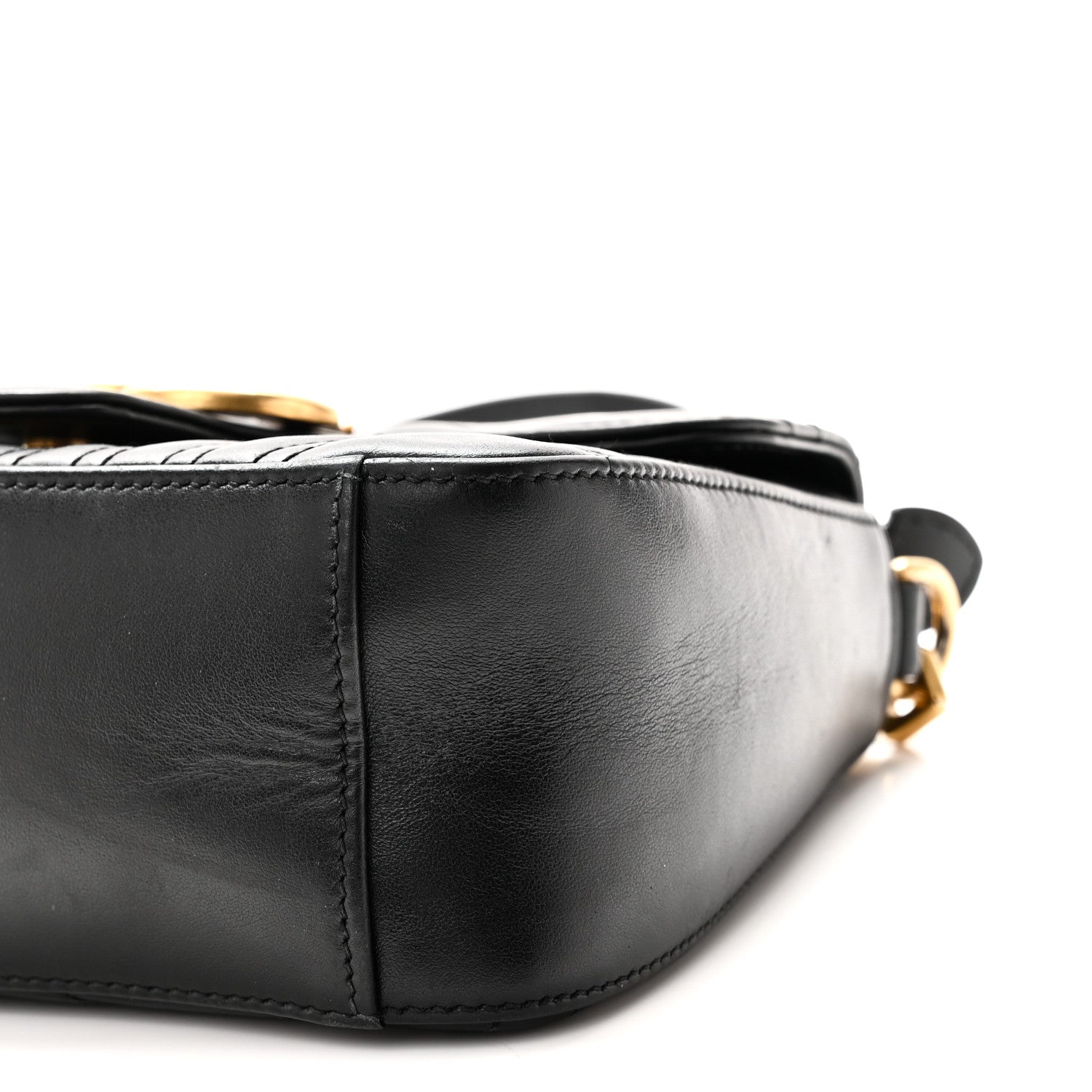 Gucci Calfskin Matelasse Mini GG Marmont Top Handle Shoulder Bag Black 10 of 11