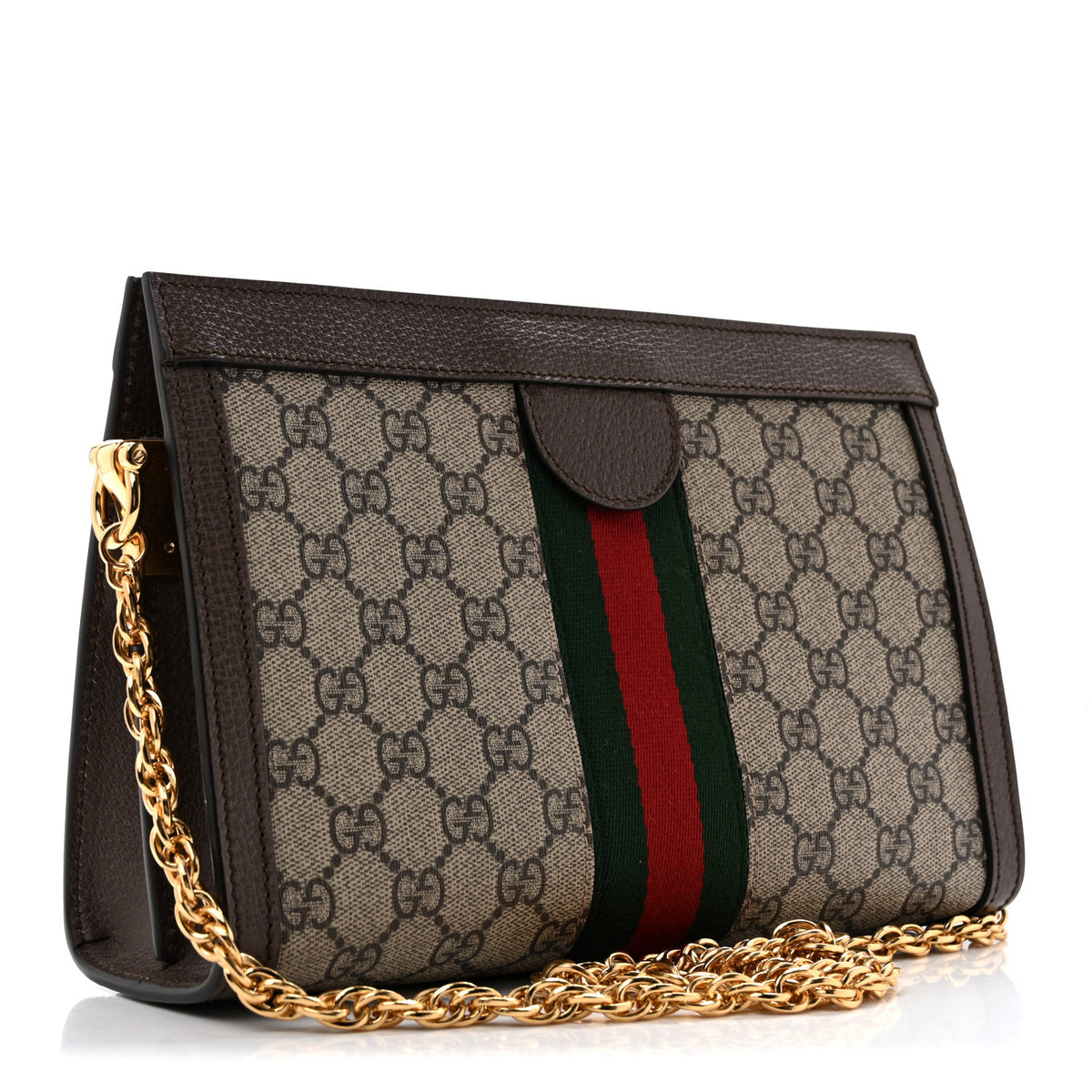 GG Supreme Monogram Web Small Ophidia Chain Shoulder Bag Brown
