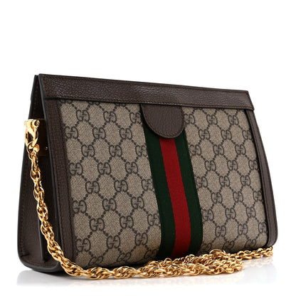 Gucci GG Supreme Monogram Web Small Ophidia Chain Shoulder Bag Brown 3 of 12