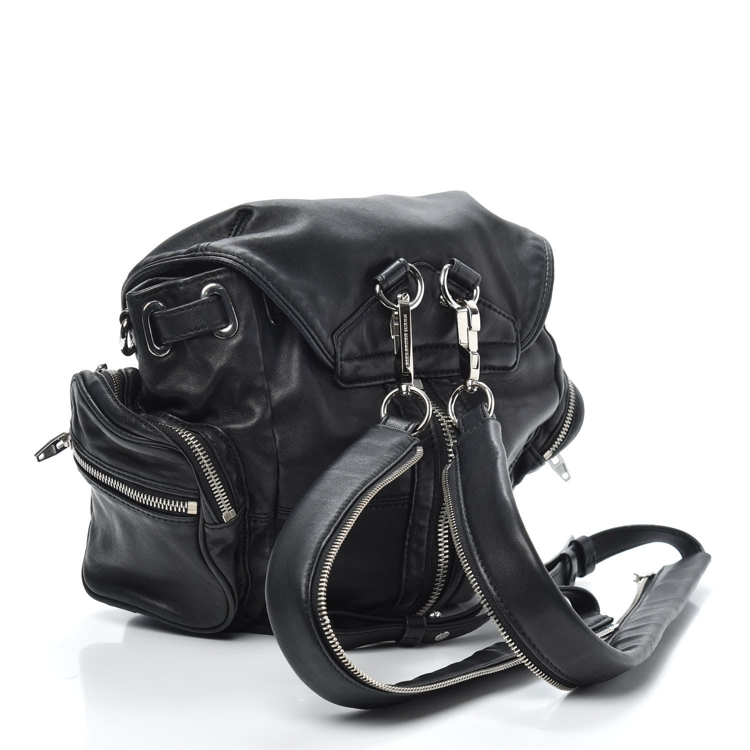 Alexander Wang Lambskin Marti Backpack Bag Washed Black Rhodium Hardware 3 of 9