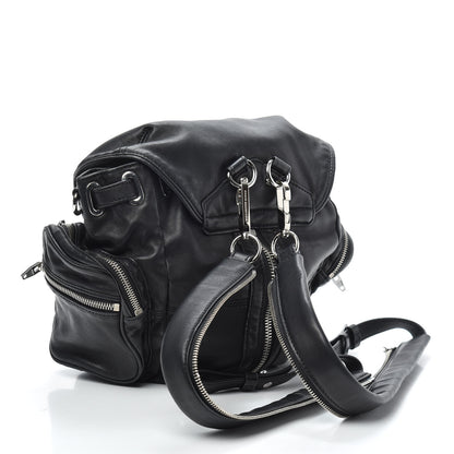 Alexander Wang Lambskin Marti Backpack Bag Washed Black Rhodium Hardware 3 of 9