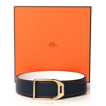 Hermes Epsom Belt 38mm 90 36 Bleu Indigo White Orange 7 of 7