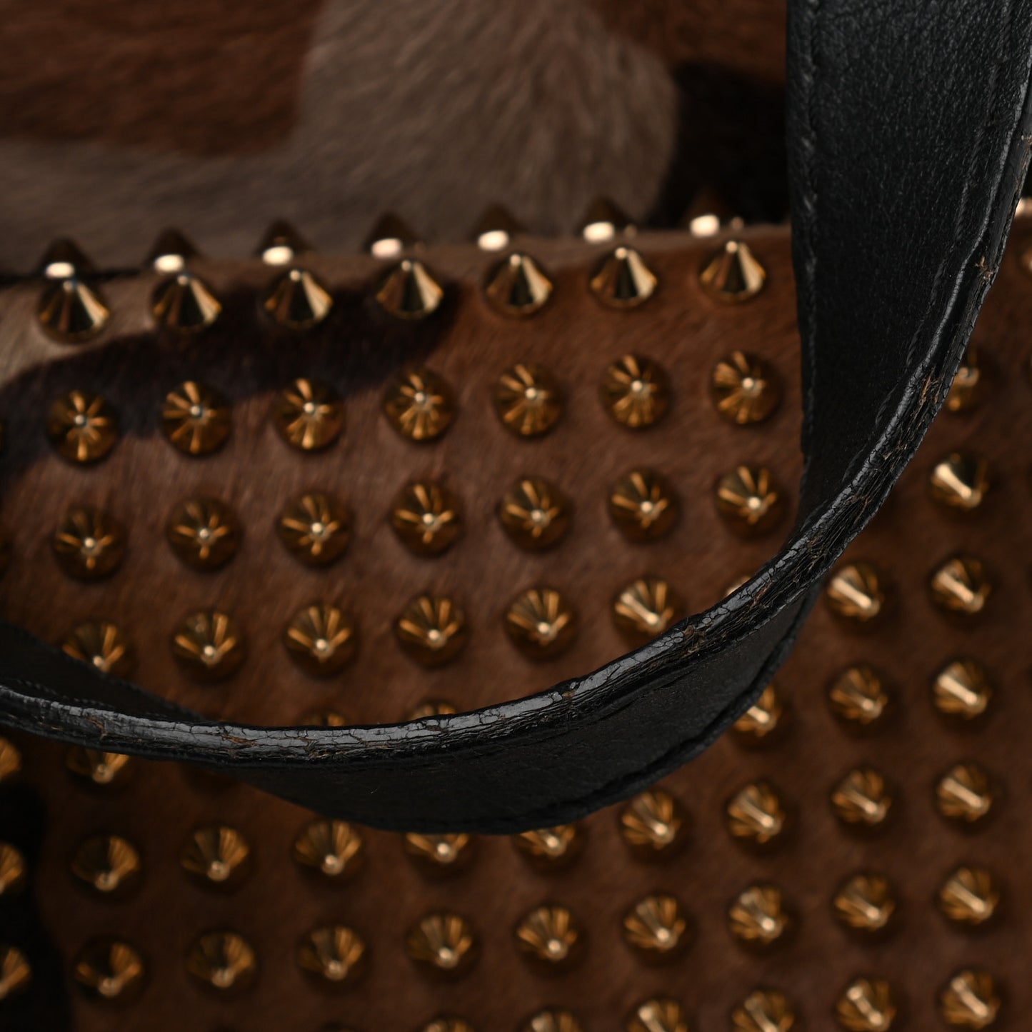 Pony Hair Calfskin Spikes Syd Backpack Coffee Bronze Black