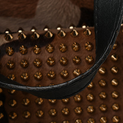 Christian Louboutin Pony Hair Calfskin Spikes Syd Backpack Coffee Bronze Black 19 of 20