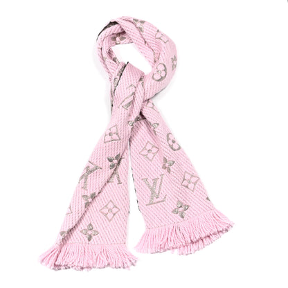 Louis Vuitton Wool Silk Logomania Shine Scarf Pink 1 of 3
