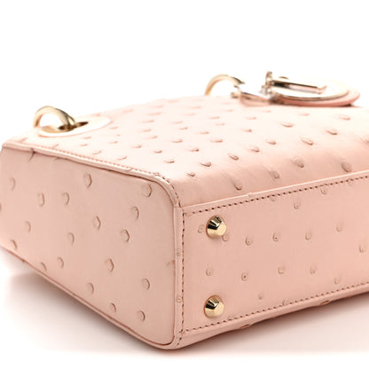 Christian Dior Ostrich Mini Lady Dior Light Pink 8 of 9