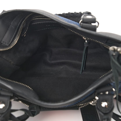 Balenciaga Mesh Agneau Arena Classic Silver Hardware Mini City Black Navy Orange 4 of 11