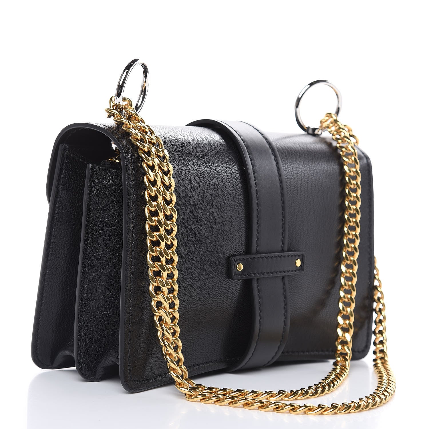 Chloe Shiny Goatskin Calfskin Aby Chain Shoulder Bag Black 3 of 9