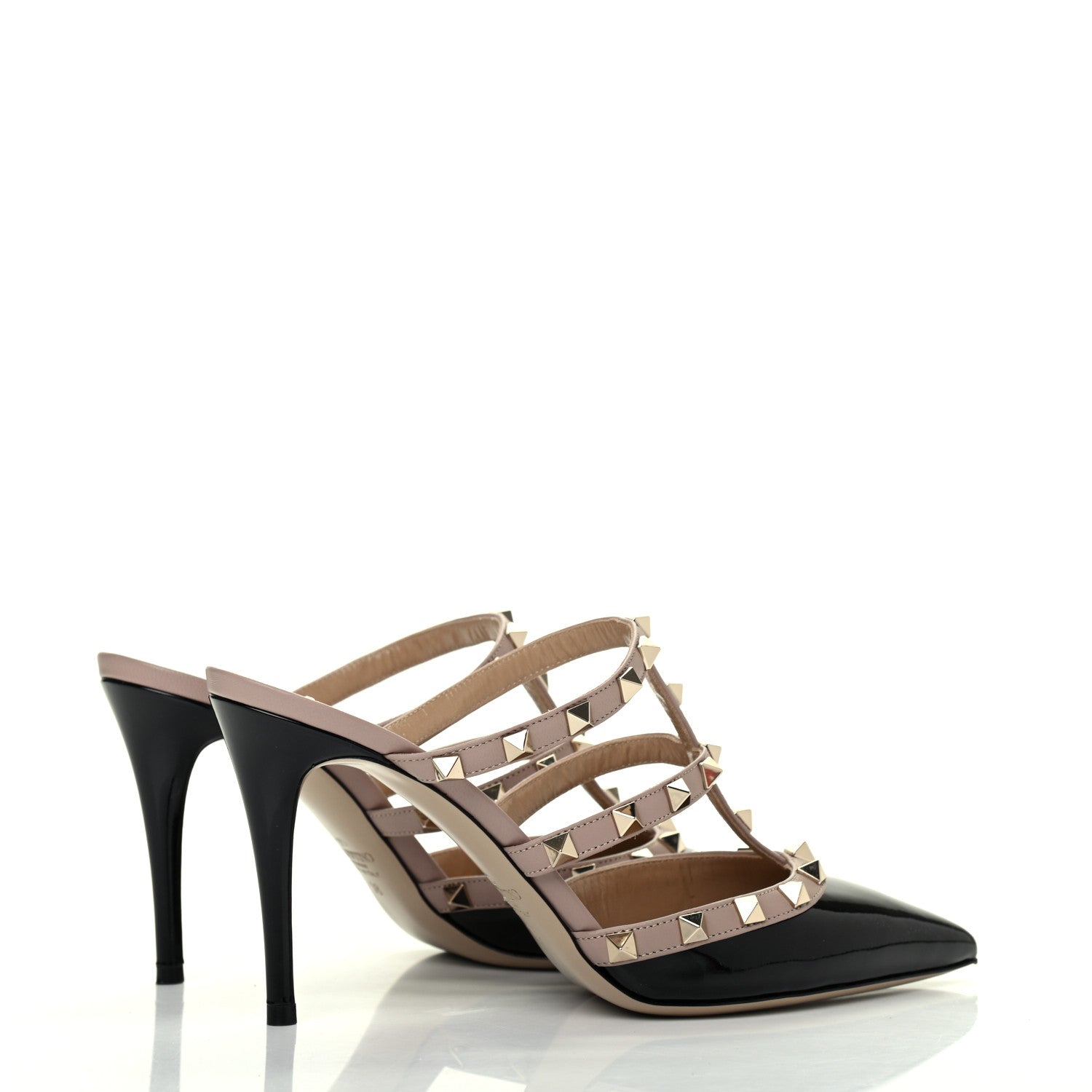 Valentino Garavani Patent Rockstud 90mm Cage Mules 38 Black Poudre 4 of 11