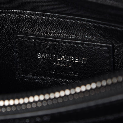 Saint Laurent Sheepskin Matelasse Chevron Monogram Medium College Bag Black 6 of 8