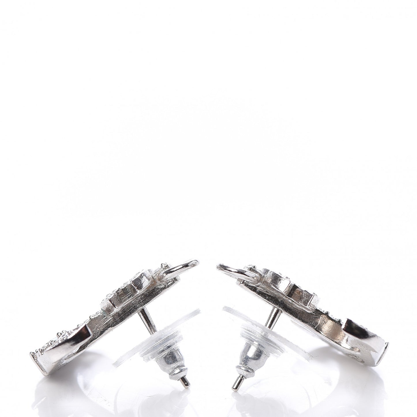Crystal CC Anchor Earrings Silver
