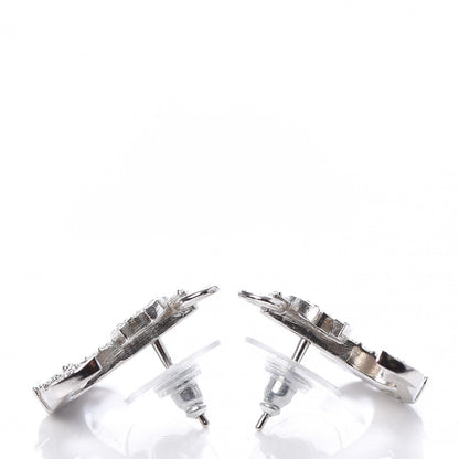 Chanel Crystal CC Anchor Earrings Silver 3 of 5