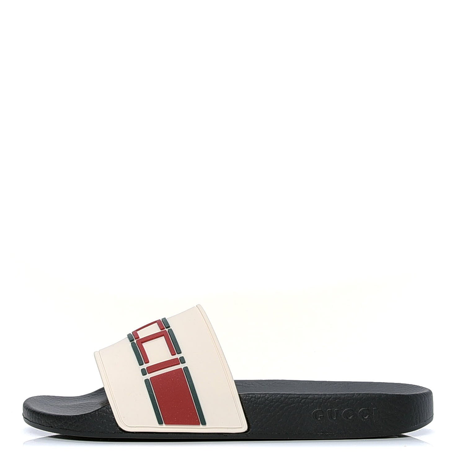 Gucci Rubber Stripe Mens Pool Slide Sandals 6 Ecru Green Red 1 of 6