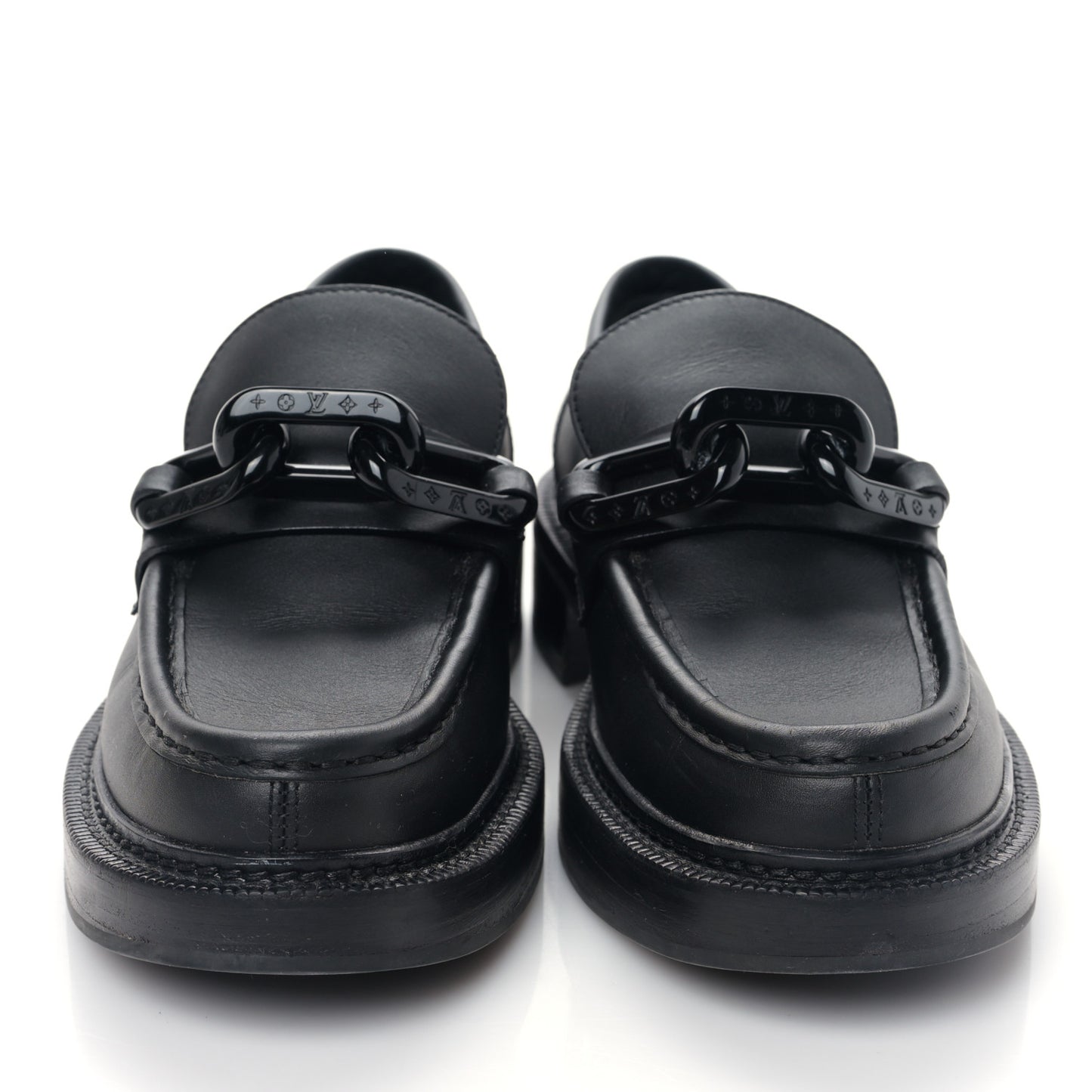 Calfskin Oversized Chain Academy Loafers 39 Black