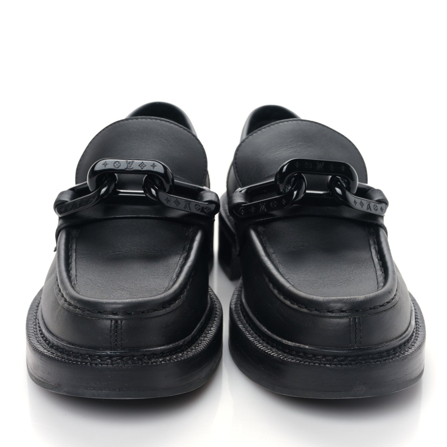 Louis Vuitton Calfskin Oversized Chain Academy Loafers 39 Black 2 of 7