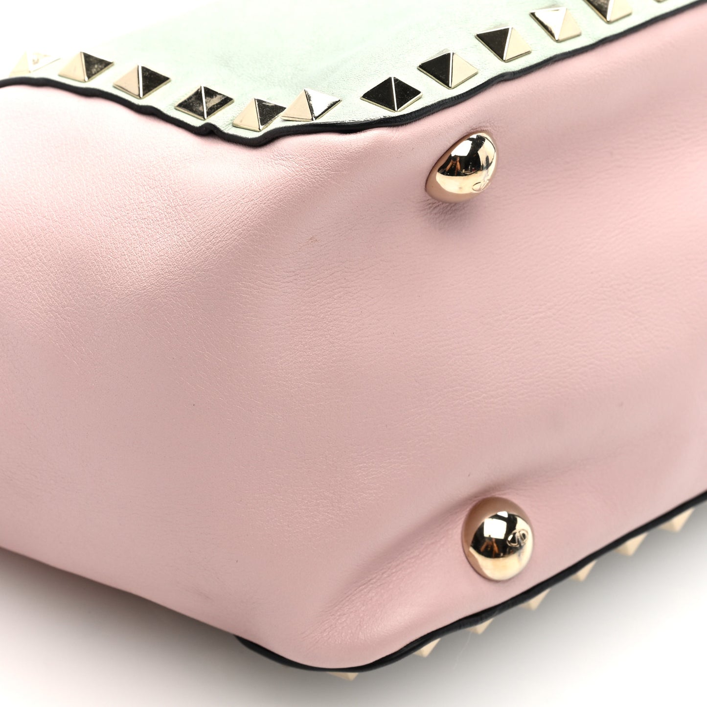 Vitello Watercolor Small Rockstud Tote Rose Green Yellow Sky