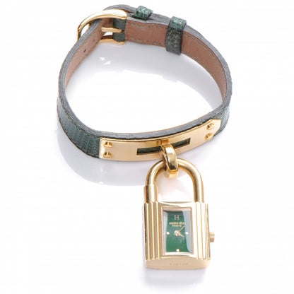 Hermes Stainless Steel Lizard 20mm Kelly Cadena Quartz Watch Vert Fonce 1 of 7