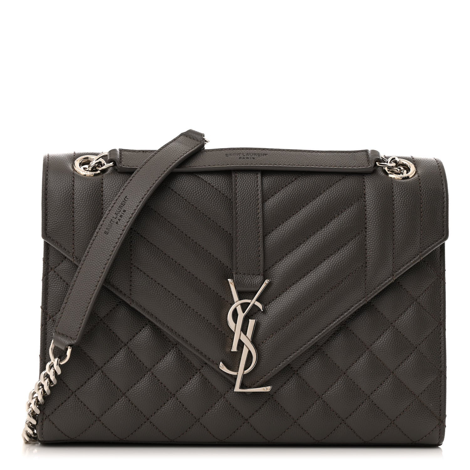 Saint Laurent Grain De Poudre Textured Mixed Matelasse Medium Triquilt Monogram Satchel Earth 1 of 11