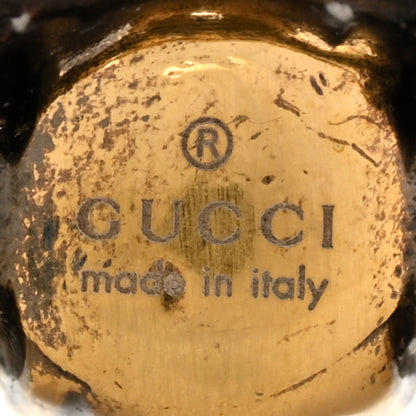 Gucci Metal Crystal Double G Brooch Aged Gold 3 of 5