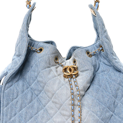 Chanel Washed Denim Quilted Medium Chanel 25 Handbag Blue 8 of 11