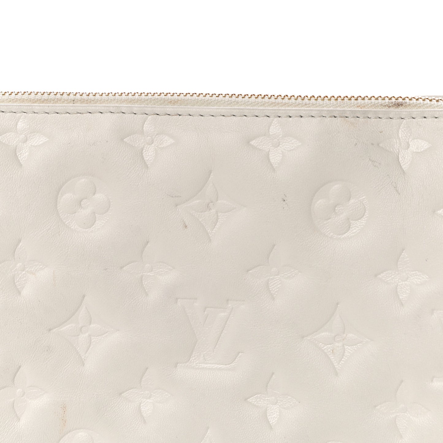 Lambskin Embossed Monogram Coussin PM Cream