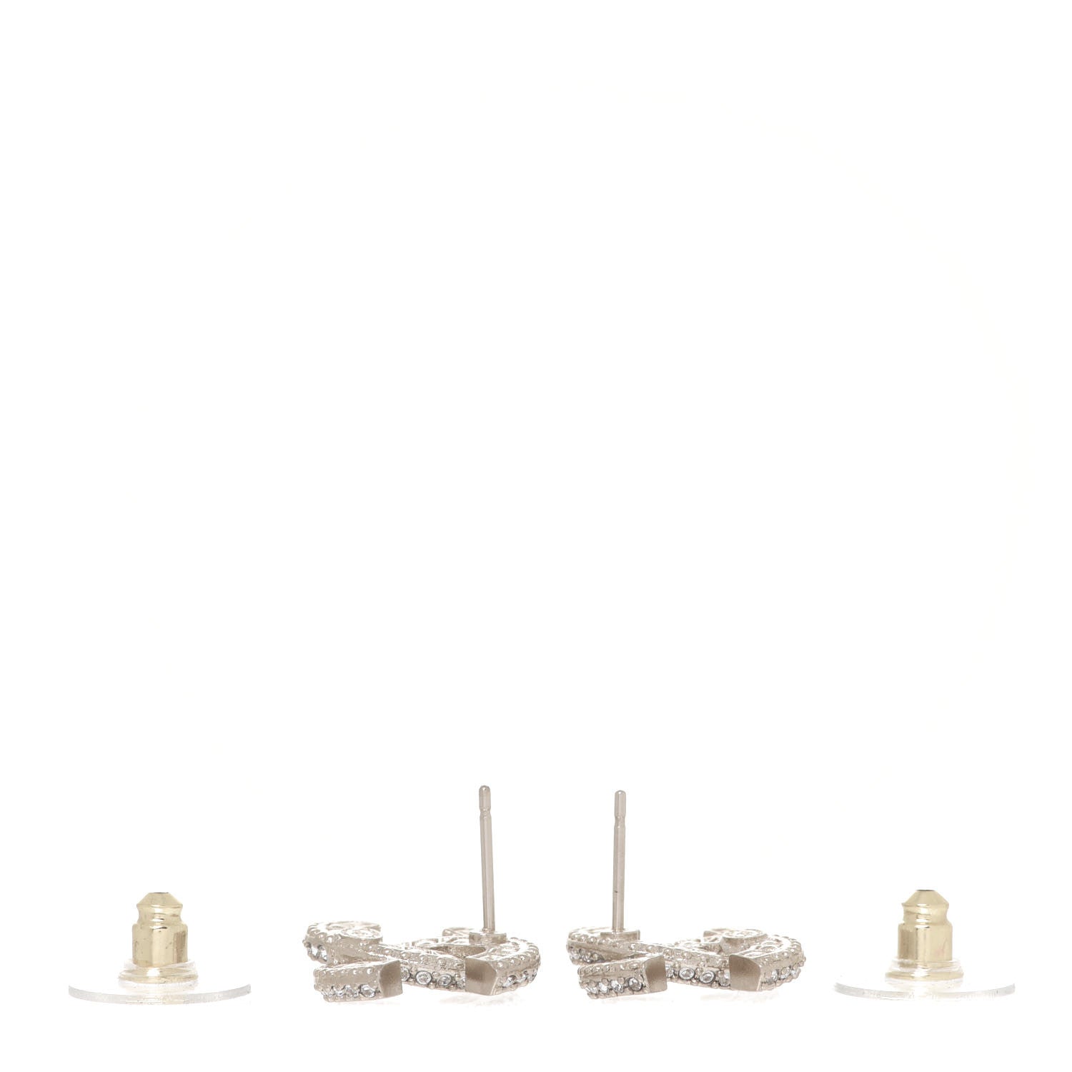 Chanel Crystal Timeless CC Earrings Light Gold 3 of 5