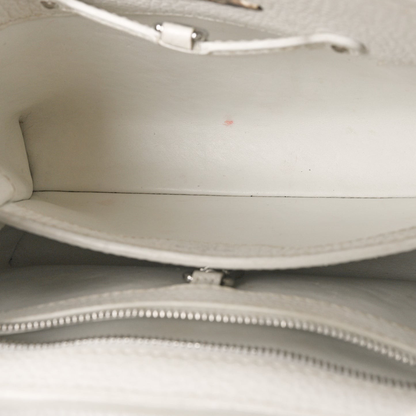 Taurillon Snakeskin Studded Capucines BB White