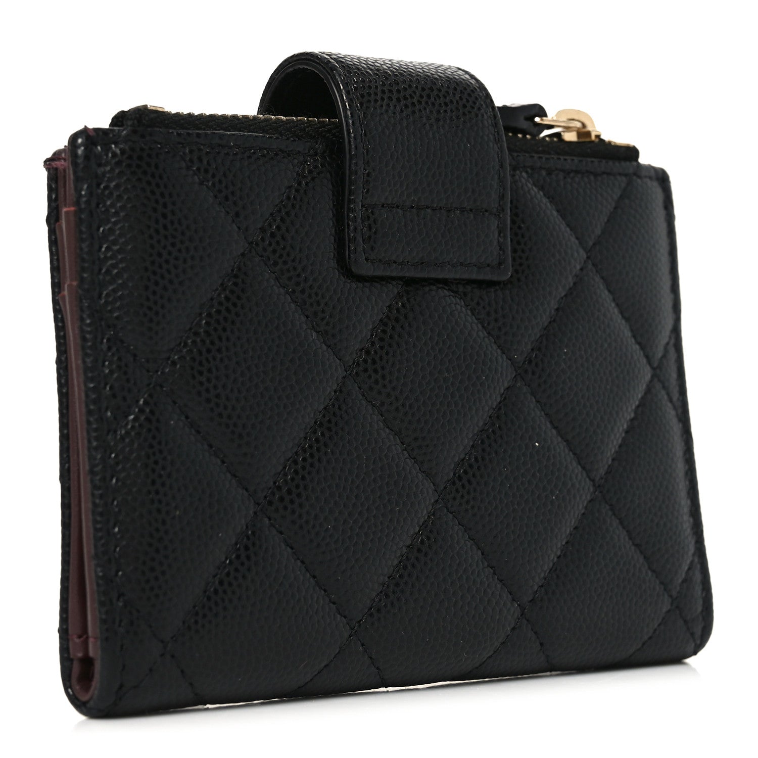 Chanel Caviar Quilted Compact Zipped Pocket Wallet Black 3 of 7