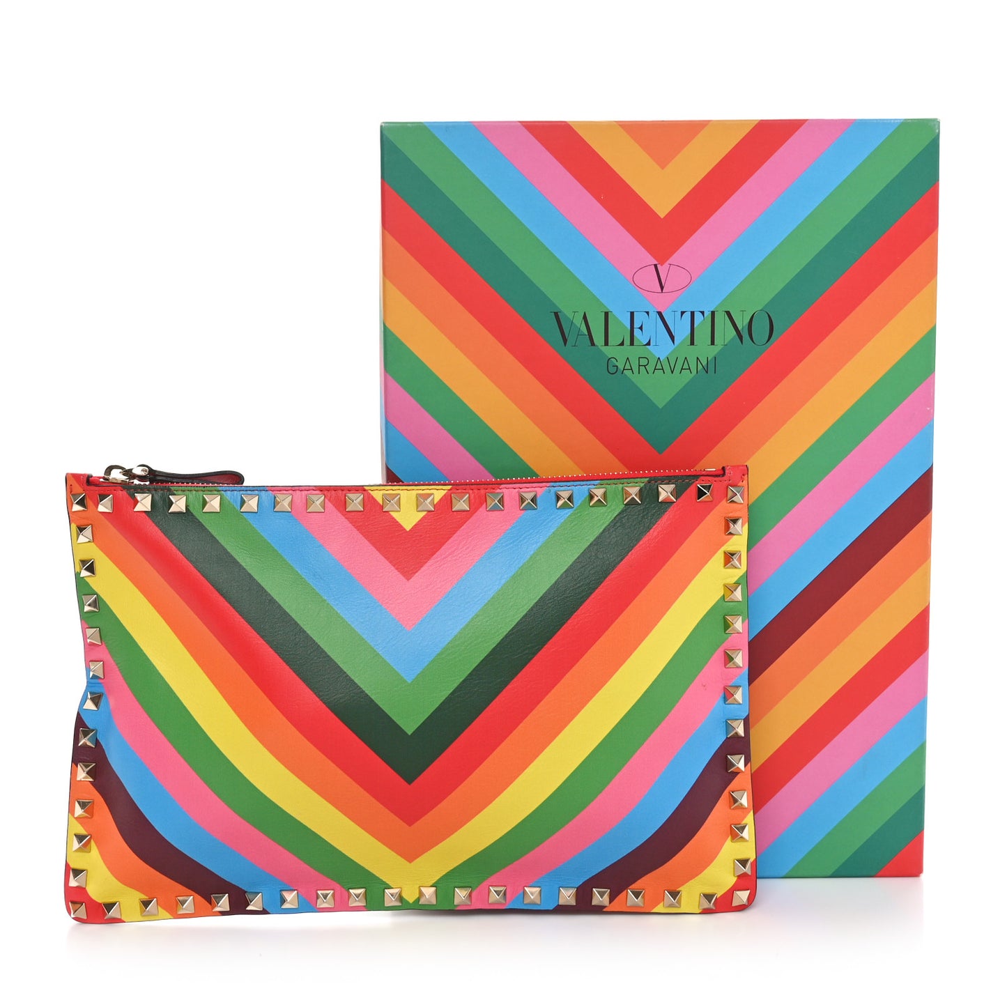 Vitello 1973 Small Rockstud Zip Pouch Multicolor