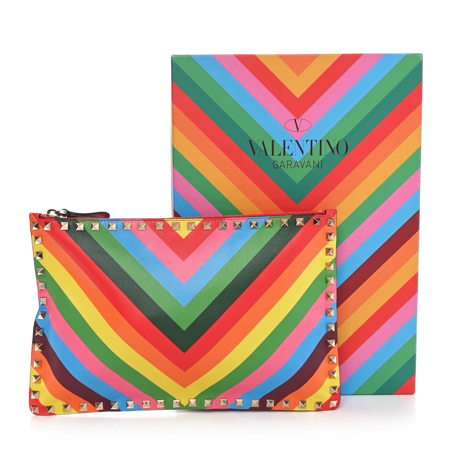 Valentino Garavani Vitello 1973 Small Rockstud Zip Pouch Multicolor 9 of 9