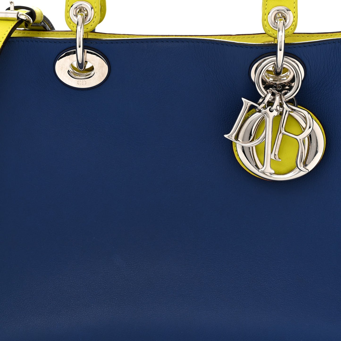 Smooth Calfskin Medium Diorissimo Tote Blue Neon Yellow