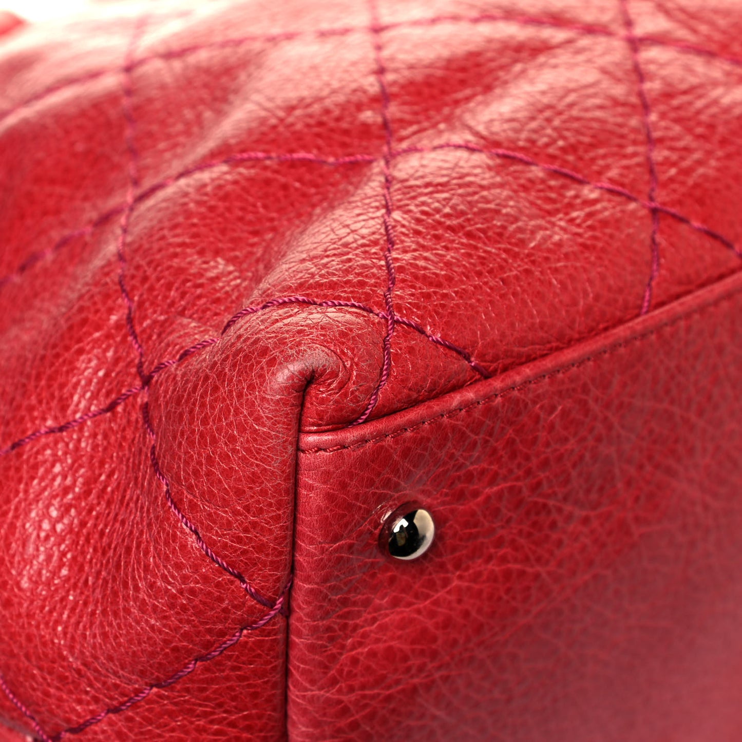 Glazed Calfskin Large On The Road Tote Red