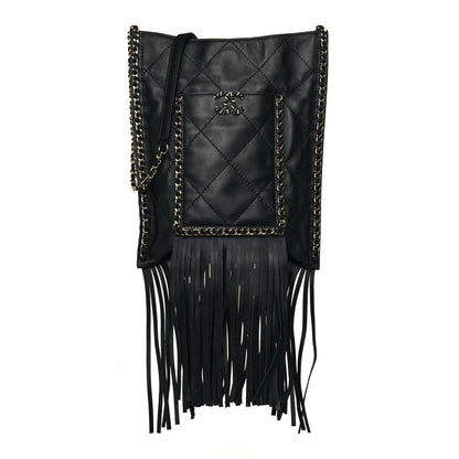 Chanel Calfskin Quilted Fringe Small Shopping Bag Black 1 of 14