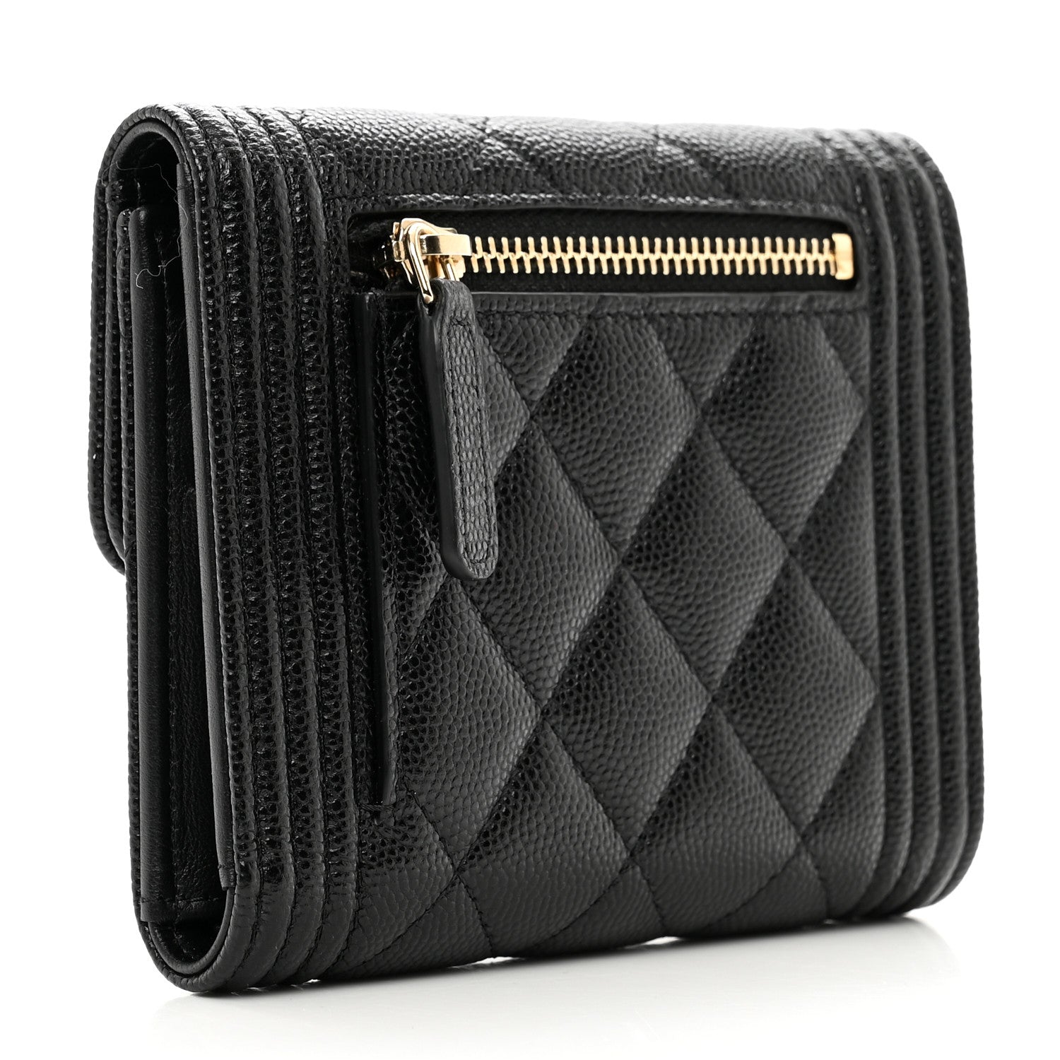 Chanel Caviar Quilted Compact Boy Wallet Black 3 of 8
