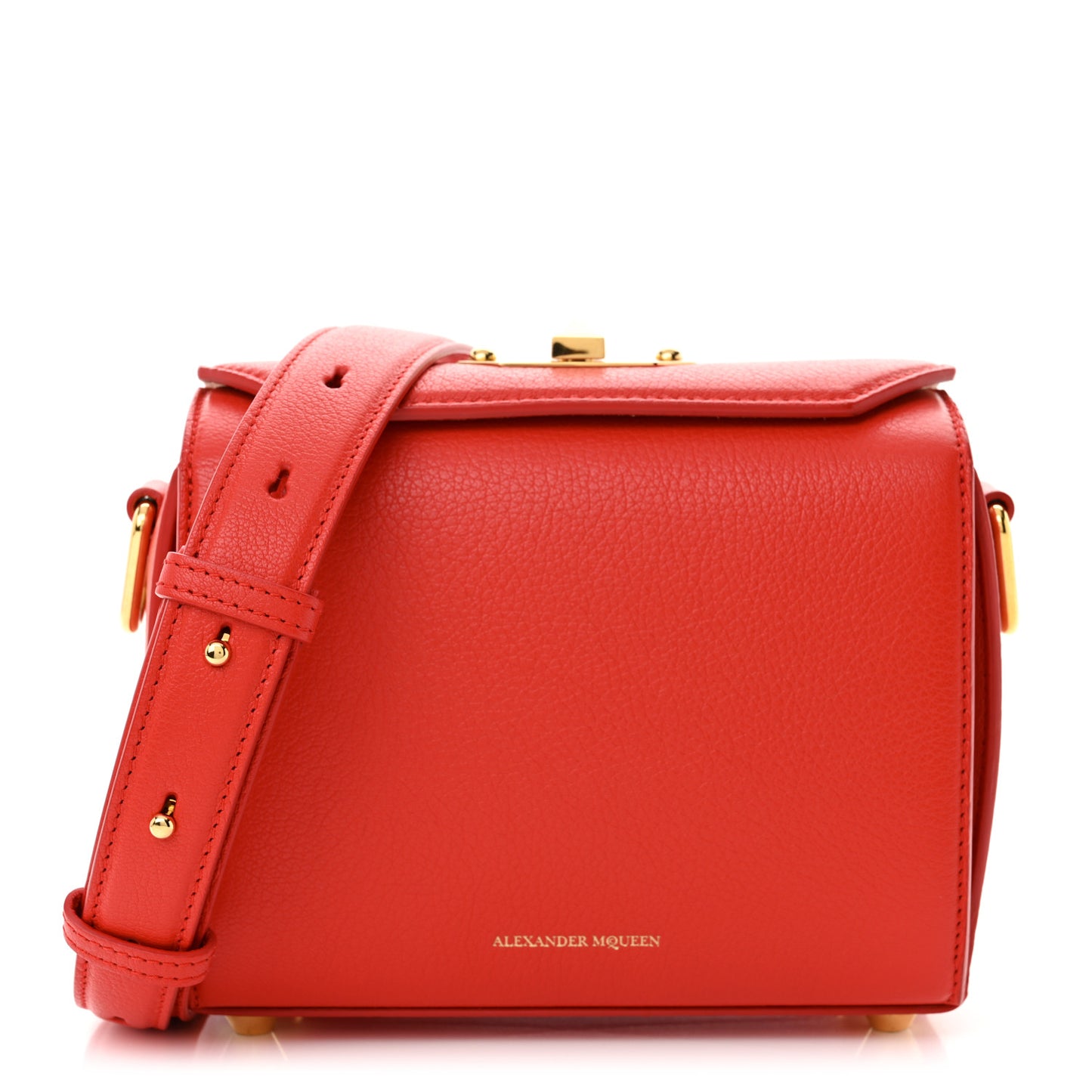 Fine Grain Goatskin Box Shoulder Bag 19 Red