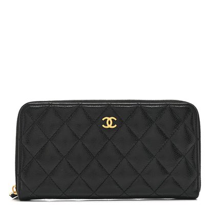 Chanel Caviar Quilted Large Gusset Zip Around Wallet Black 1 of 11