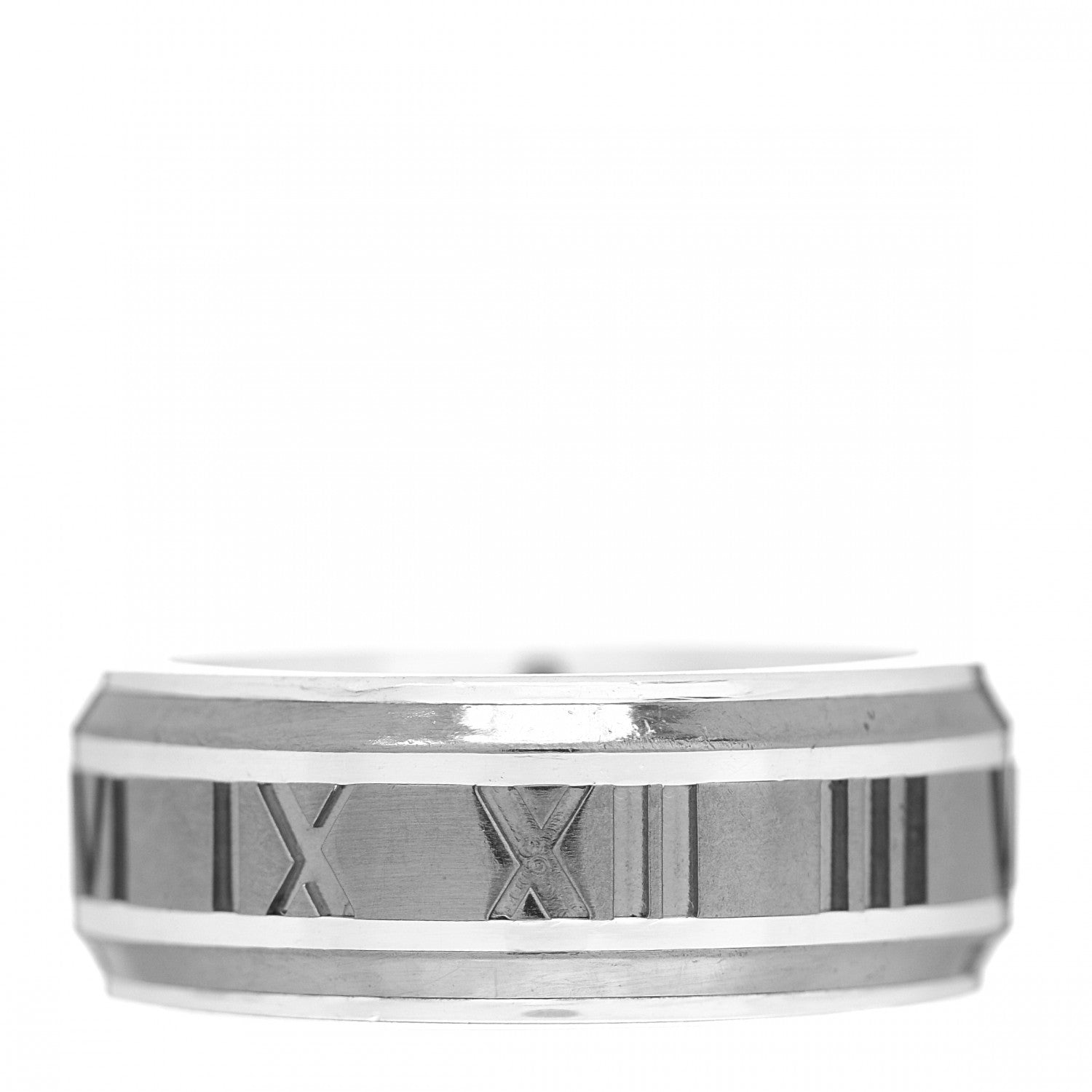Tiffany Sterling Silver Titanium Atlas Band Ring 58 8.5 1 of 4