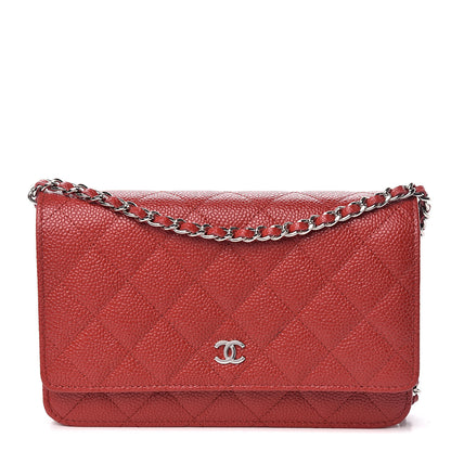 Chanel Caviar Quilted Wallet on Chain WOC Red 1 of 12